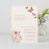 ワイルドフラワー彼与え私の蝶ブライダルシャワー 招待状 (スタンド正面)