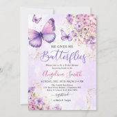 ワイルドフラワー彼与え私の蝶ブライダルシャワー 招待状 (正面)