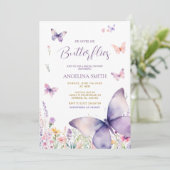 ワイルドフラワー彼与え私の蝶ブライダルシャワー 招待状 (スタンド正面)