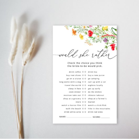 ワイルドフラワー彼女はむしろブライダルシャワーゲーム