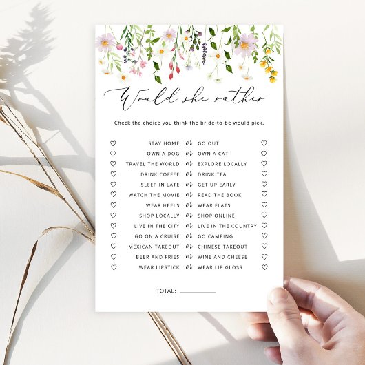 ワイルドフラワー彼女はむしろブライダルシャワーゲーム