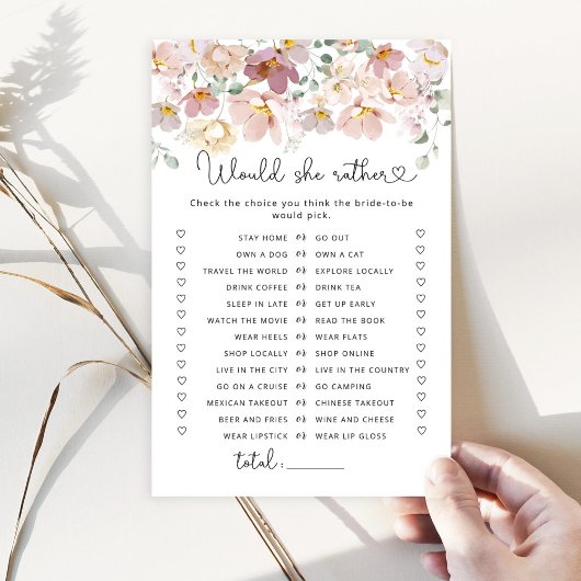 ワイルドフラワー彼女はむしろブライダルシャワーゲーム