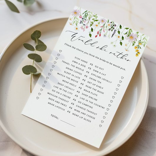 ワイルドフラワー彼女はむしろブライダルシャワーゲーム