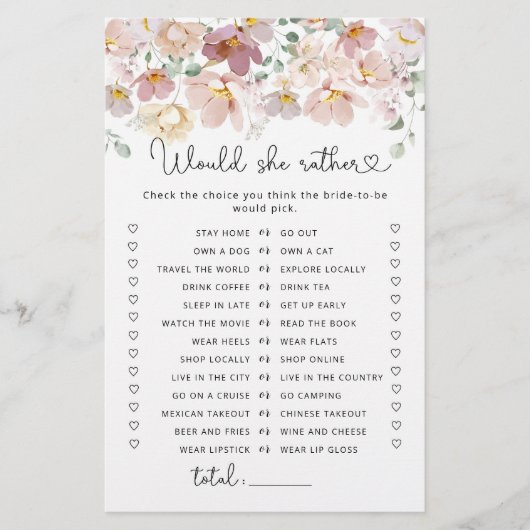 ワイルドフラワー彼女はむしろブライダルシャワーゲーム (正面)