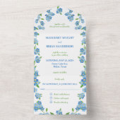 ワイルドフラワー忘れ私ではなく青いフローラ水色 オールインワン招待状 (内側)