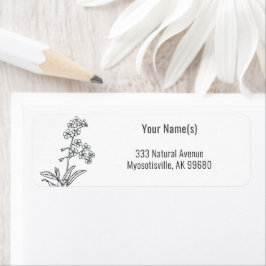 ワイルドフラワー忘れ-me-not Black and Whiteフローラ ラベル