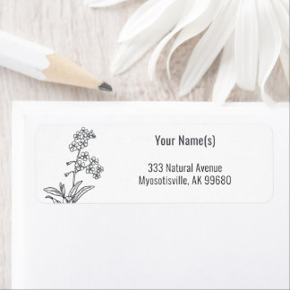 ワイルドフラワー忘れ-me-not Black and Whiteフローラ ラベル