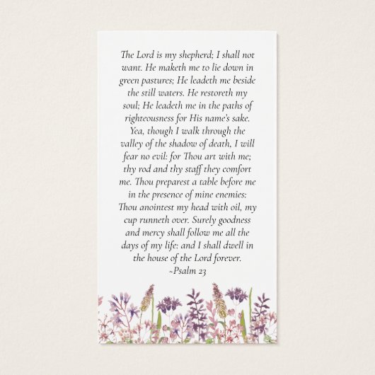 ワイルドフラワー愛の記憶記念祈りの言葉カード (裏面)