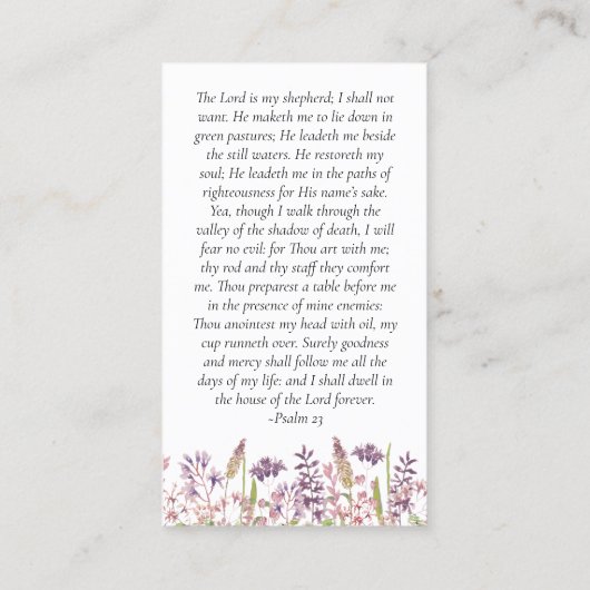 ワイルドフラワー愛の記憶記念祈りの言葉カード コーリングカード (裏面)