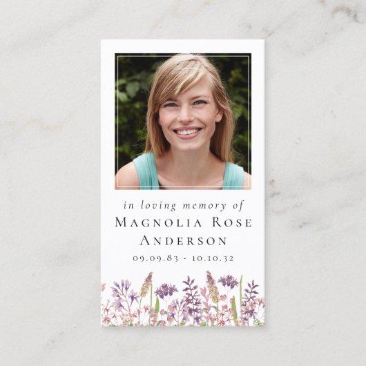 ワイルドフラワー愛の記憶記念祈りの言葉カード コーリングカード (正面)