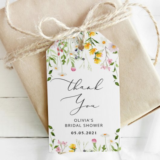 ワイルドフラワー感謝していブライダルシャワーyouラベル ギフトタグ