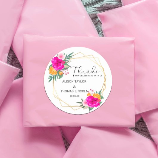 ワイルドフラワー感謝してい春クラシックラウンドステッカー ラウンドシール