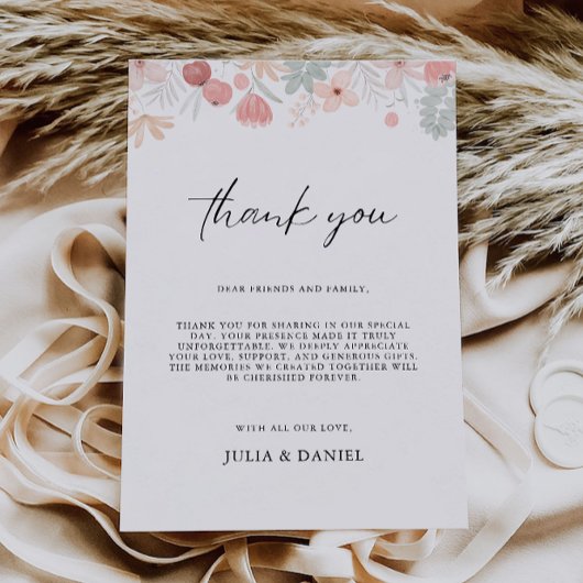 ワイルドフラワー感謝の手紙、ナプキン注 メニュー