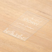 ワイルドフラワー手描きブライダルシャワー エレガント アクリル招待状 (レイダウン)