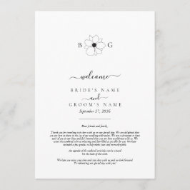 ワイルドフラワー手描きモノグラム結婚の旅程 プログラム