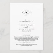 ワイルドフラワー手描きモノグラム結婚の旅程 プログラム (正面)