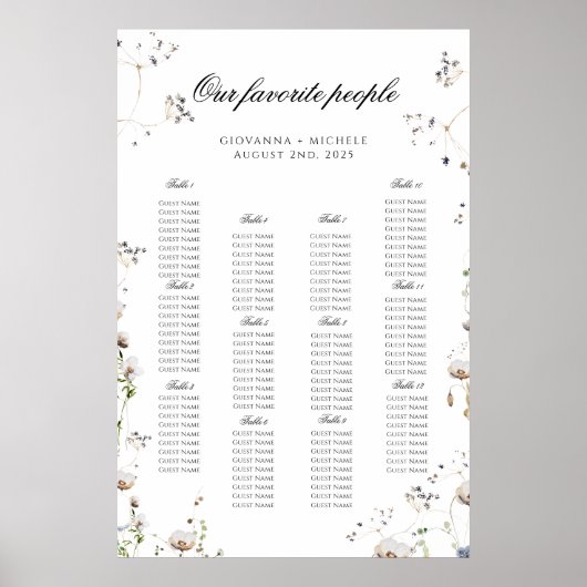ワイルドフラワー手頃の結婚座席表ポスター ポスター (正面)