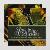 ワイルドフラワー抽象芸術ひまわり 招待状 (正面/裏面)