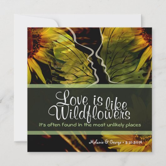 ワイルドフラワー抽象芸術ひまわり 招待状 (正面)