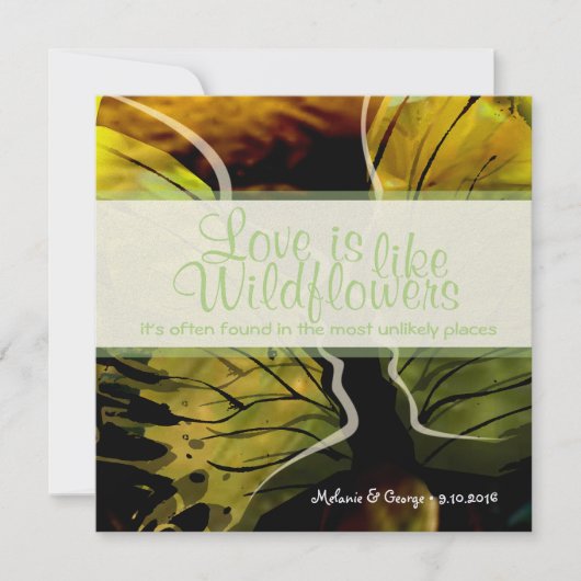 ワイルドフラワー抽象芸術ひまわり 招待状 (正面)