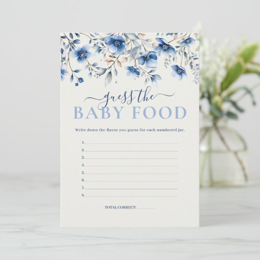 ワイルドフラワー推測ベビー食品ベビーシャワーゲームカード 招待状 (スタンド正面)