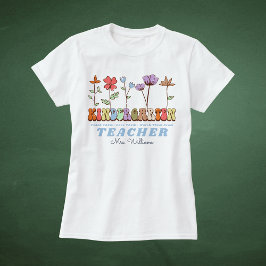 ワイルドフラワー教えラヴ成長の幼稚園先生 Tシャツ