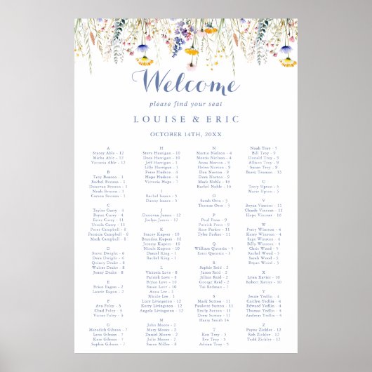 ワイルドフラワー数々ののアルファベット式座席表 ポスター (正面)