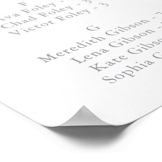 ワイルドフラワー数々ののアルファベット式座席表 ポスター (角)