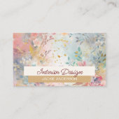 ワイルドフラワー数々のの葉の色の水色 名刺 (正面)