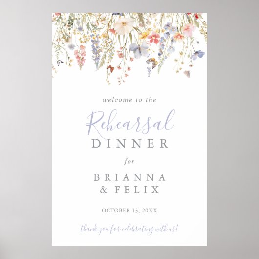 ワイルドフラワー数々のリハーサルディナーウェルカム ポスター (正面)
