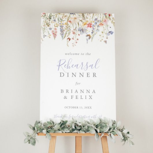 ワイルドフラワー数々のリハーサルディナーウェルカム ポスター