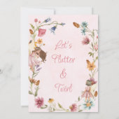 ワイルドフラワー数々のリースと妖精誕生日 招待状 (裏面)