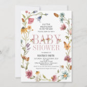 ワイルドフラワー数々のリースベビーシャワー 招待状 (正面)