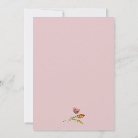 ワイルドフラワー数々のリースベビーシャワー 招待状 (裏面)