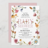 ワイルドフラワー数々のリースベビーシャワー 招待状 (正面/裏面)
