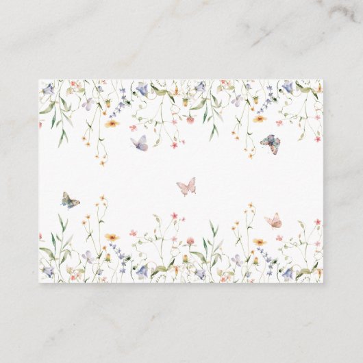 ワイルドフラワー新しいチャプター開始ベイビーシャワーおむつ エンクロージャーカード (裏面)