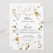 ワイルドフラワー日付の保存 招待状 (正面/裏面)