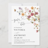 ワイルドフラワー日付カードを保存 セーブザデート (正面)