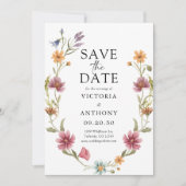 ワイルドフラワー日付カードを保存 セーブザデート (正面)