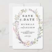 ワイルドフラワー日付テンプレート 招待状 (正面)