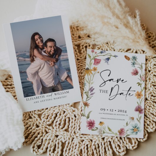 ワイルドフラワー日付保存招待状 招待状