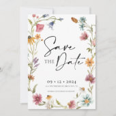 ワイルドフラワー日付保存招待状 招待状 (正面)