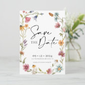 ワイルドフラワー日付保存招待状 招待状 (スタンド正面)