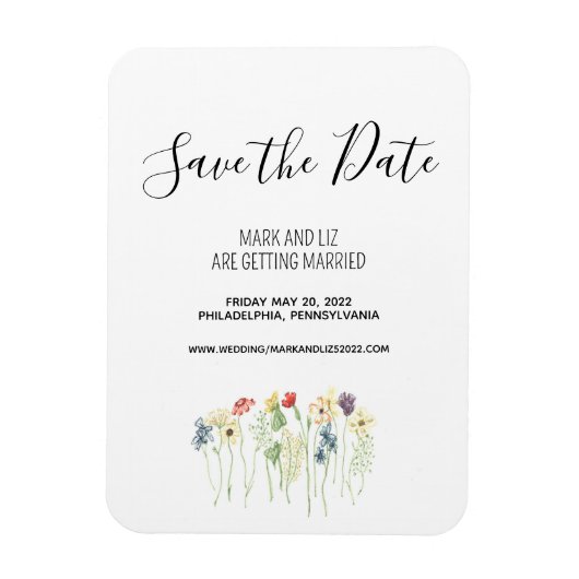 ワイルドフラワー日付磁石を保存 マグネット (縦)