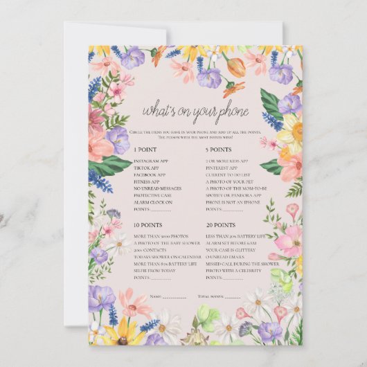 ワイルドフラワー春あなたの携帯ゲームカードの何が 招待状 (正面)