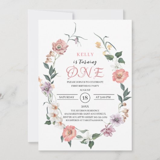 ワイルドフラワー春が1回転祝する 招待状 (正面)