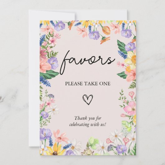 ワイルドフラワー春の結婚式ウィズサイン 招待状 (正面)