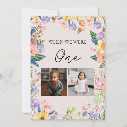 ワイルドフラワー春の結婚式テーブルの単語番号カード 招待状 (正面)