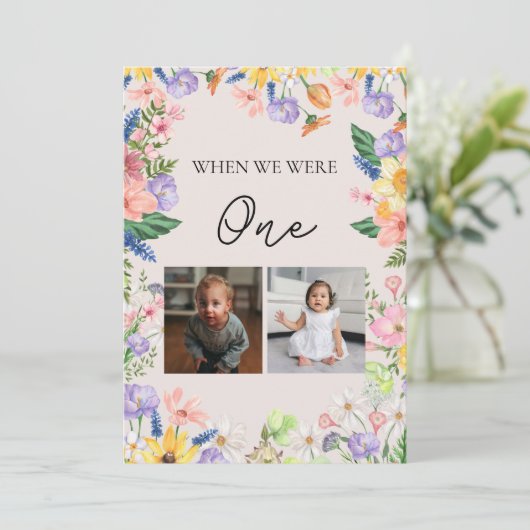 ワイルドフラワー春の結婚式テーブルの単語番号カード 招待状 (スタンド正面)