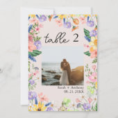ワイルドフラワー春の結婚式フォトテーブル番号カード 招待状 (正面)